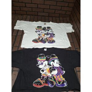 VTG Mickey Minnie Mouse Crop Top Belly Shirt Women One Size Lot Of 2